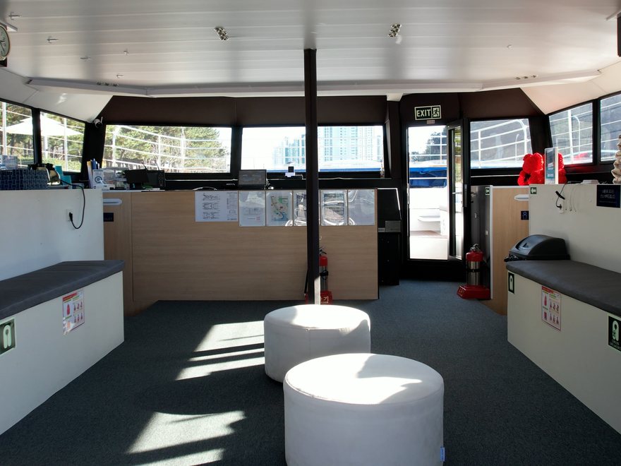 The 1F indoor cabin with large windows