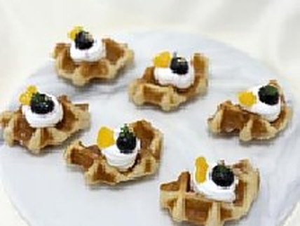 Mini waffles with whipped cream
