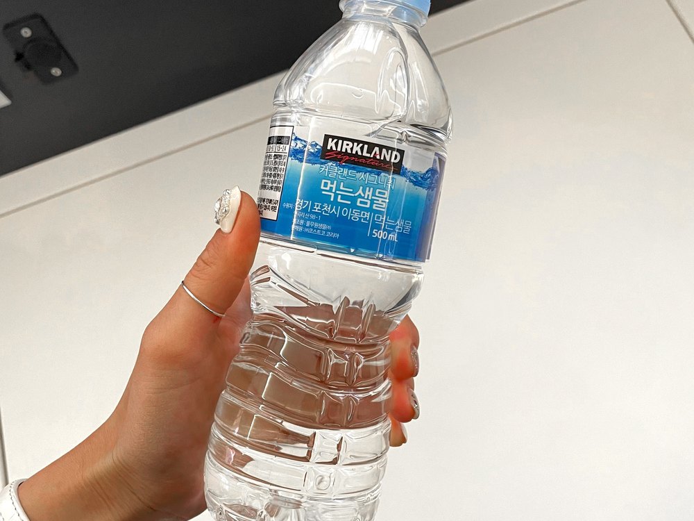 Bottled water served on board