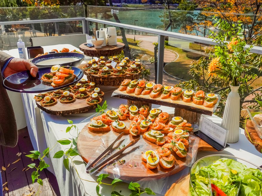 Canapés and finger food on plates