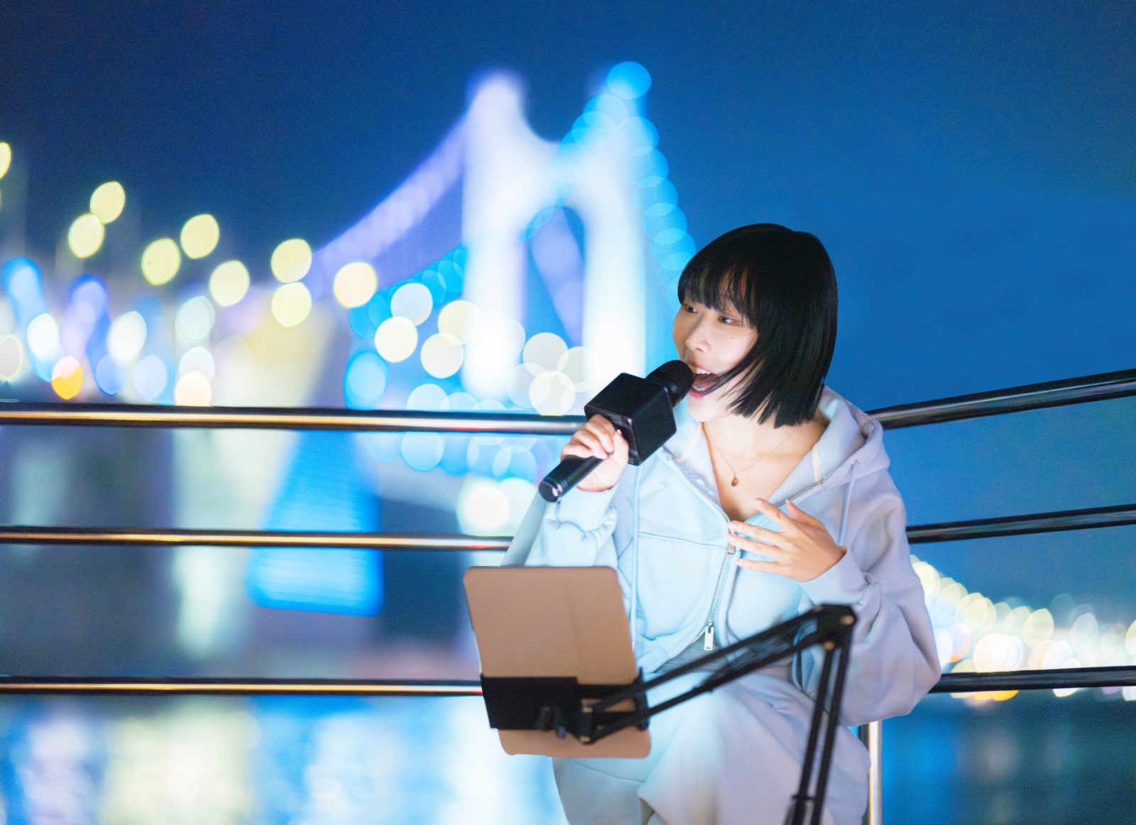 Dinner cruise with the night view behind